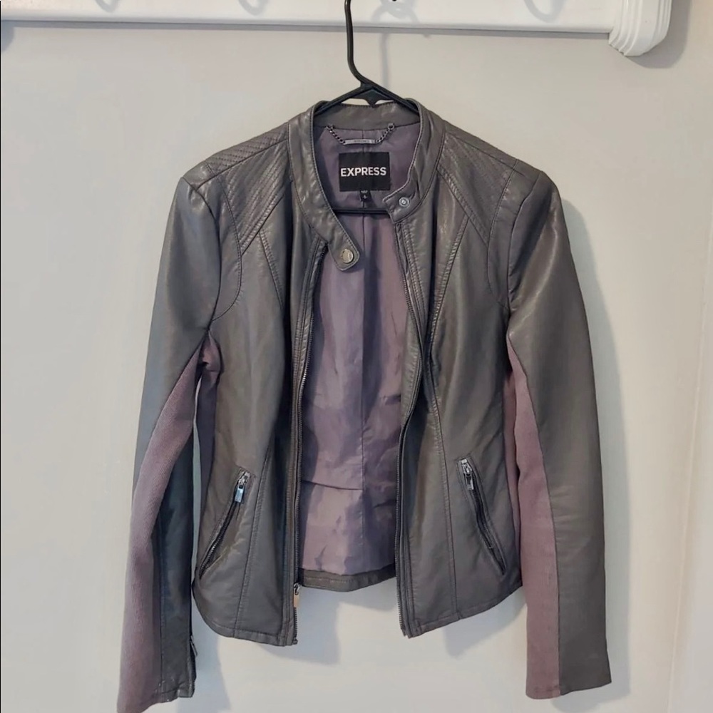 Express Small - Gray Faux Leather Jacket